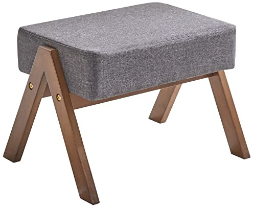YMYNY Poggiapiedi, Sgabello Cambio Scarpe, Piccolo Sgabello Ottomano, Sedia Assist, Moderno Stabile Poggiapiedi a Forma di A, per Soggiorno e Camera da Letto, 40 x 28 x 30CM, Grigio HBD022G