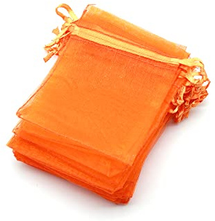 OLILLY - 100 Organzabeutel – 7 x 9 cm – Farbe Orange – Ideal für Hochzeit, Taufe, Geschenke, Lavendel, Schmuck (Orange)