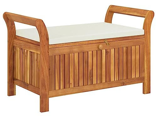vidaXL Garten-Truhenbank mit Kissen 91 cm Massivholz Akazie