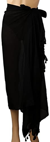 LUTER Pareo da Spiaggia da Donna, Elegante Pareo Avvolgente con Nappa Morbido Gonna Copricostume da Bagno Pareo Avvolgente per Donna Spiaggia Estiva (Nero)