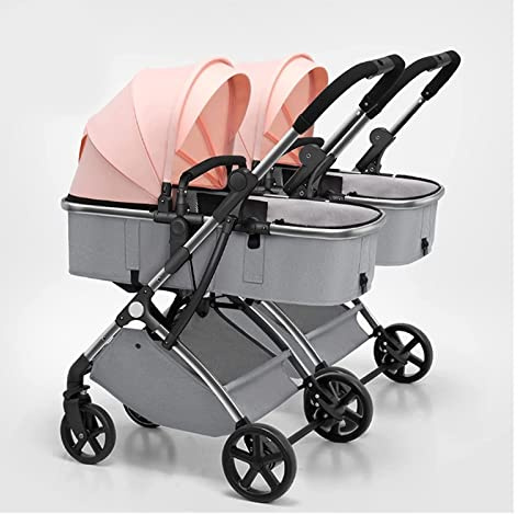 Passeggino for carrozzina for gemelli: passeggino gemellare compatto e accogliente, passeggino doppio for neonati con seduta in tandem, baldacchino sovradimensionato, passeggino a ombrello tandem for