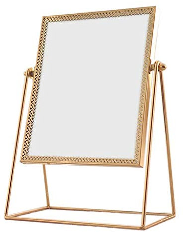 Schminkspiegel, Kosmetikspiegel mit Metallrahmen, gehärtetes Glas, antikes Design, Schönheitskosmetikspiegel, Vintage-Stil, Tischspiegel, Kosmetikspiegel