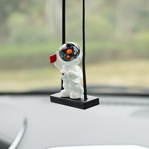 Auto Rückspiegel Anhänger, Astronauten-Auto-Rückspiegel-Zubehör Astronaut Cartoon Auto Dekoration Auto Innenraum Zubehör Hänge Ornament Spiegel Charms Zubehör Lustige Geschenke Heimdekoration