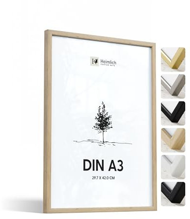 Heimlich® - Bilderrahmen - A3 29,7x42 cm, Eichenholz - Kleiner Posterrahmen - Nur zur Wandmontage