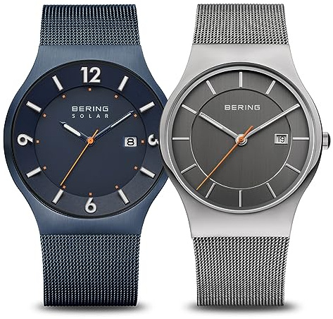 BERING Herren Uhr Solar Movement - Solar Collection mit Edelstahl und Saphirglas 14440-393 5 ATM & Herren Uhr Quarz Movement - Classic Collection mit Edelstahl und Saphirglas 11938-007 3 ATM