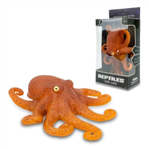 FUNSCENE Mini Realistic Under The Sea Life Figure for Toddler Bath Bathtub, TPR Super Stretch Octopus Toy, Great for Kids' Parties, Gifts & School Projects (Octopus)