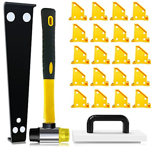 Zozen Laminatfußboden Werkzeuge, Bodenbelag Installation Kit, Vinyl Bodenbelag Werkzeuge - Klopfblock mit Griff, 2 in 1 Abstandhalter, Heavy Duty Pull Bar, verstärkte Doppel-faced Mallet