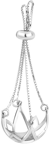 PH PandaHall Colgante de plata de ley 925 en forma de jaula de perlas con anillo deslizante y medallón de marco de cuentas para manualidades y fabricación de collares