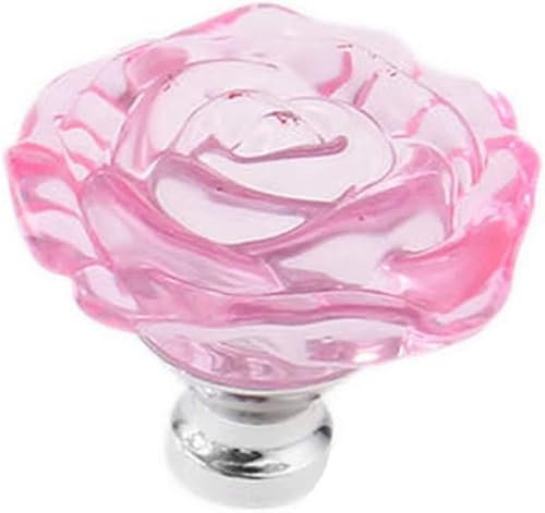 Kristall-Türgriffe, Griffe für Schränke, Schubladen, 1 Stück, rote Rosenform, Kristallglas, Schrankknauf, Schubladengriff, ideal für Schränke, Küchen- und Badezimmerschränke, Fensterläden usw. (Farbe