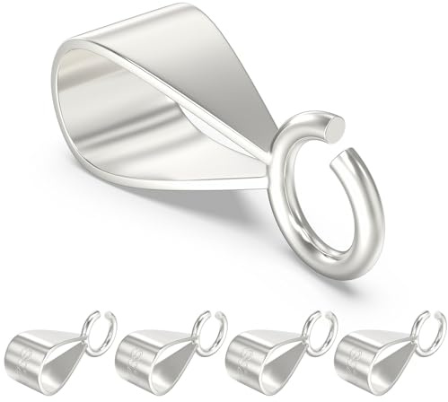 Ofiuny 5Pcs 925 Sterling Silver Slider Pendant Clasp for Necklace with Open Loop, Easy Bails for Jewelry Making, Charm Clasp Connector for DIY Craft (Made in Italy)