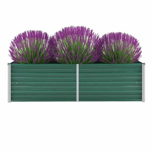 Chaduof Garten-Hochbeet, Pflanzkübel, Kräuterbeet, Hochbeete-kit, Schneckenzaun, Pflanztrog, Pflanzgefäße, Pflanzfolie Für Hochbeet,Teichbecken, Verzinkter Stahl 160x40x45 cm Grün