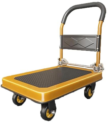 Rieort Kleiner Plattformwagen, zusammenklappbarer Stahl-Schubwagen, Flacher Handwagen, Traglast 330 Pfund, beweglicher Dolly-Wagen, tragbarer Plattform-Handwagen