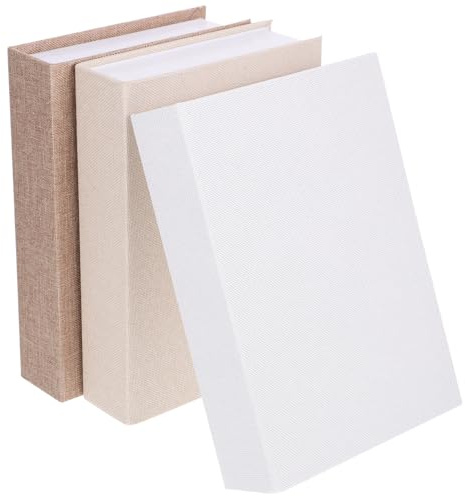 Amosfun 3pcs Fake Book Decoration Storage Box Office Decor | Linen And Paper Storage Boxes, Book-Shaped Design, For Office, Bookshelf, And Tabletop Decor, Assorted Colours, 22cm