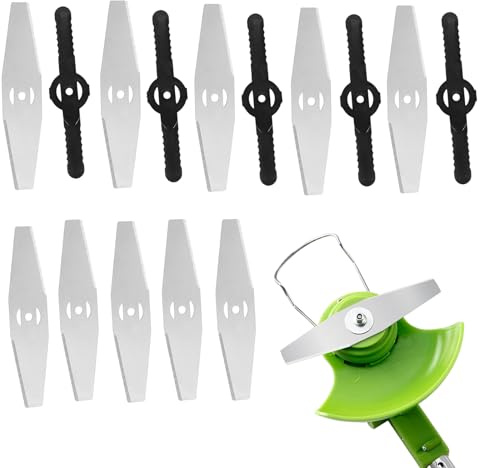 15 Stück Metall-Rasentrimmer-Klingen, Rasentrimmer Zubehör, Rasentrimmer Messer Kunststoff, Metallmesser für Rasentrimmer, Ersatzklinge Metall Klinge, Rasentrimmer Zubehör Metallmesser Set