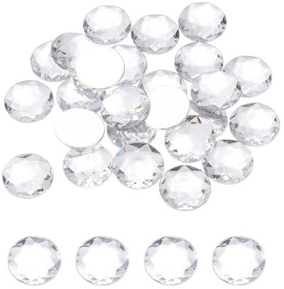 QUARKZMAN 25 Stück Runder Strasssteine Weiß 30x30mm Glitzersteine Perlen | Zum Basteln und Rhinestones, Für DIY Basteln, Hochzeit Party, Kostüme, Schmuckherstellung
