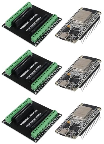DWEII 3 Sets 30Pin ESP-WROOM-32 ESP32 ESP-32S CP2102 Development Board Type C Interface WiFi ESP-WROOM-32 + ESP32 Breakout Board Shield Terminal Adapter for Arduino