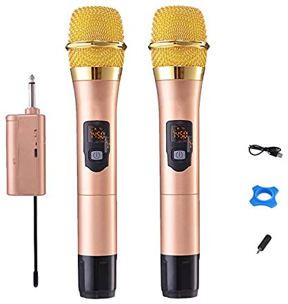 CLLBANT Micrófono Micrófono inalámbrico para Cantar Pastilla cardioide Profesional Micrófono de Mano de Alta fidelidad Micrófono dinámico de Metal con recepción Recargable