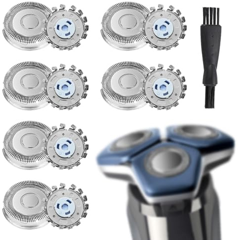 6 stycken SH71 ersättningsskärhuvuden kompatibla med Philips, för Shaver Series 7000 (S7XXX) och fyrkantiga serie 5000 (S55XX) S5531/S5532/S5533/S5536/S5830/S6600 & S6800 med rengöringsborste