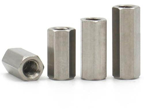 5 pezzi Dado a barra lunga M3 M4 M5 M6 M8 M10 M12, dadi esagonali in acciaio inossidabile for macchinari, dadi di accoppiamento esagonali a barra filettata(4x10x10mm)