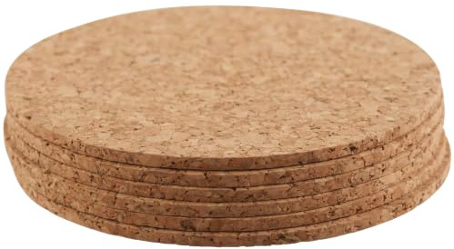 G4Cork Runde Korkuntersetzer, 6er-Set - 95x3 mm (3,74x0,12) | Hitzebeständig, wiederverwendbar und leicht zu reinigen | Perfekt für heiße und kalte Getränke | Ideal für Zuhause und besondere Anlässe