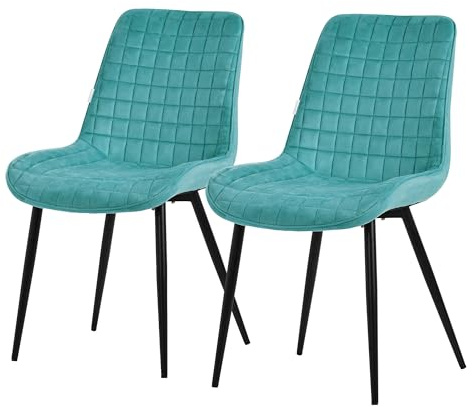 ML-Design Esszimmerstühle 2er Set, Petrol, Sitzfläche aus Samt, Schwarzes Stahlgestell, Küchenstühle mit Rückenlehne, Wohnzimmerstühle, Polsterstühle für Esszimmer, Küche & Büro, Gepolsterte Sessel