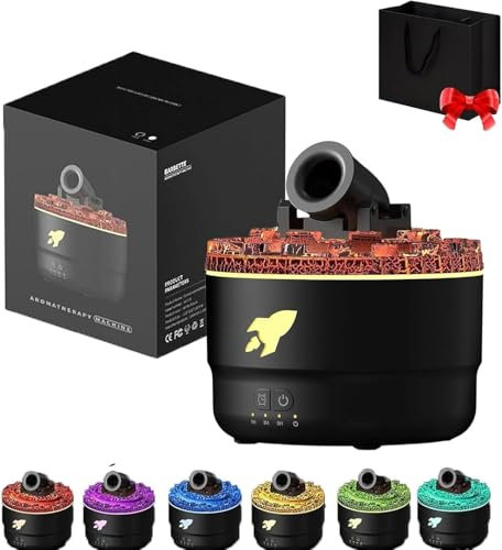 RuiDay Aroma Diffuser, Upgrade 7-Farben-Licht Diffuser Ätherische Öle, 2 Nebelmodi 3 Timing-Stufen, Luftbefeuchter Humidifier DuftöL Diffuser, USB-Plug-in-Nutzung (Schwarz)