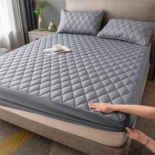 Lenzuolo 90 x 200 cm cotone poliestere grigio tinta unita altezza materasso fino a 25 cm di altezza, lenzuolo con angoli elasticizzati, impermeabile, lenzuolo con angoli elasticizzati per letto a
