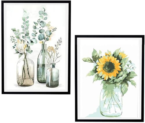 LXBCTOP 2 Stück Hrobig Malen Nach Zahlen Erwachsene Blume, Diamond Painting Erwachsene, 5D Diamant Painting Bilder, DIY Ölgemälde Leinwand, Full Diamond Painting Blumen, Home Deko Geschenk(30 x 40CM)