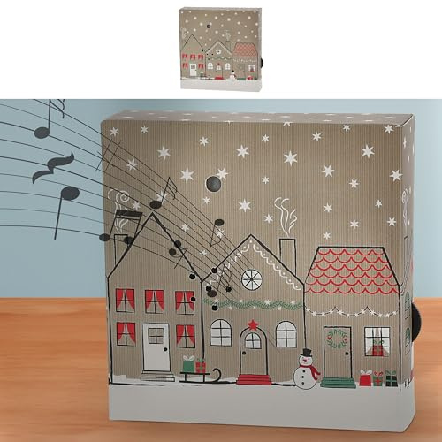 Soundbox 'Village' 2 X-Mas Sounds Bewegungssensor | 12x12x3,5cm Pappe Kunststoff | Weihnachtsmusik regulierbar (1 x Soundbox Village)
