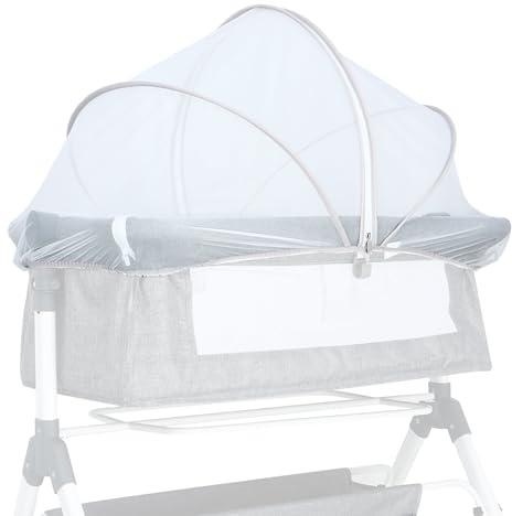 BWBIKE Baby Neben Krippe Moskitonetz Abdeckung Gefaltet Universal Reisebett Moskitoabdeckung Insekten Katzennetz 2-Wege-Reißverschluss Moskitonetz für Baby Kinderbett Bett,Weiß, 60 x 105 cm