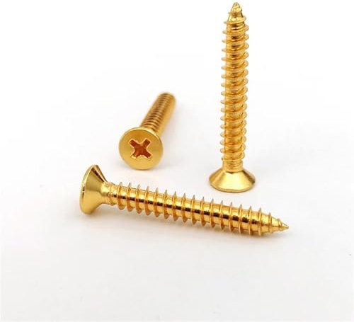 50 Stück Senkkopfschrauben aus reinem Messing, Flachkopf, Kreuzschlitz, selbstschneidende Schrauben, Holzplatten, Faserplatten, Spanplatten, Kupfer, Möbelbolzen, M3 × 10