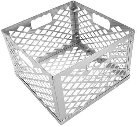 BESPORTBLE Cesta Metálica Para Reutilizable Resistente Para Barbacoa Soporte De Acero Inoxidable Con Amplio Almacenamiento Compatible Con Parrillas Offset Para Cocinar De Forma Al Aire