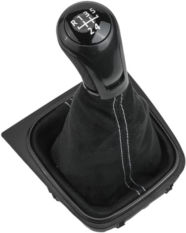 Vilgftyiet Leder-Schaltknauf-Manschette für Golf 5 MK5 2004-2008, 5- oder 6-Gang-Handschaltgetriebe, schwarzes Innenraum-Upgrade-Ersatzteil (5-Gang)