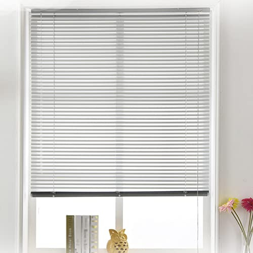 Estor veneciano de aluminio opaco horizontal impermeable resistente a los rayos UV para cocina, oficina, baño, dormitorio, salón, 140 x 130 cm