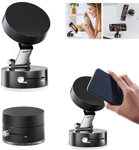 YUNYU Support de téléphone à ventouse magnétique pour iPhone 16-12/compatible avec les coques MagSafe | Support de téléphone pliable pour tableau de bord | Adhésif puissant réglable à 360° pour