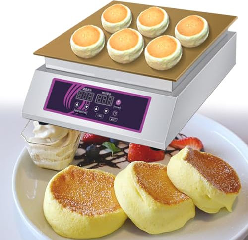 XSDAJSD Máquina eléctrica para Hacer soufflé, dorayaki, panqueque, Muffins, Acero Inoxidable con Placa de Cobre Puro, Plancha eléctrica Comercial de 60-240 °C, A
