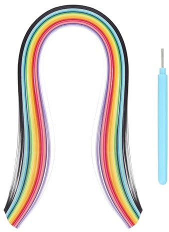 sourcing map Paper Quilling Kit, 15.4 Inch 10mm 26 Colors Paper Quilling Strips with Blue Pen for Beginners DIY Hand Crafts Teaching Tools Flower Decoration(Multi-Colored, Pack of 260)