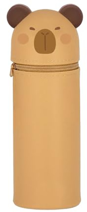 NICEIN Kawaii Federmäppchen, 2-in-1 Stand Mäppchen mit Reißverschluss, Niedliches Cartoon Tier Federmappe, Federtasche für Schülerin Teenager Mädchen, Große Pencil Case, Aesthetic Schulbedarf (Braun)