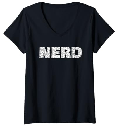 Mujer Nerd retro devices geek coder gamer play pc input Camiseta Cuello V