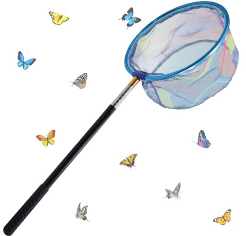 GETRICH Filet Papillon 66-150 cm Extensible Epuisette Enfant | avec Manche Télescopique Epuisette Piscine Enfant Epuisette Peche pour Enfant Capture de Poissons, Insectes et Papillon