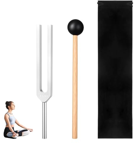 Stimmgabel 432 Hz Set, Präzise Aluminiumlegierung Stimmgabel Therapie, 17 cm/6.7 Inch mit Silikonhammer Tasche Aufbewahrungstasche, Klangtherapie Frequenztherapie für Entspannung Und Chakra Heilung