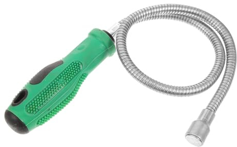 EXAOMBLE Flexible Magnetic Pickup Tool Green-Black Handle, Small Bendable Magnet Stick for Screws and Nuts Retrieval, Portable Reusable Magnet on a Stick for Automotive, Home, and Workshop Use