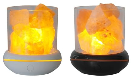 YWBL-WH Kristallsaltstens Nattljus, USB Eterisk Oljespridare med 7 Färger LED-ljus, Aromaterapi Bergkristalllampa för hem- och Kontorsdekoration (Vit)