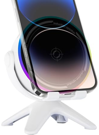 Enceinte à Induction sans Fil – Lecteur de Musique Portable, Haut-Parleur avec Son Clair, Gadget de Voyage à la Maison, pour la Chambre à Coucher, Le Bureau, la Cuisine, la Table de Chevet