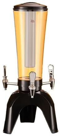 bebidas Dispensador de bebidas Beer Tower de 3L/100oz con tubo de hielo y dispensador de bebidas de licor de mesa de tres espitas for fiesta jarra de agua(Noir)