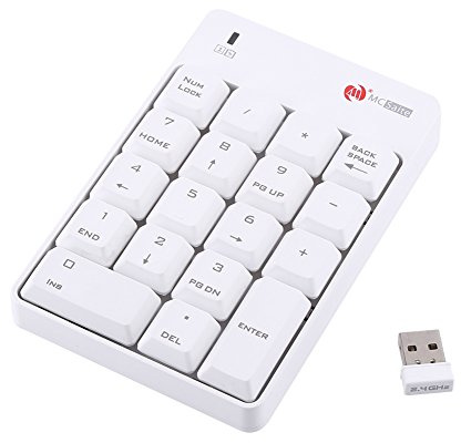 Teclado USB Mini Numérico 2.4GHz Teclado Inalámbrico Portátil Numpad Número 18 Claves Para PC Portátil De Escritorio ( Color : Blanco )