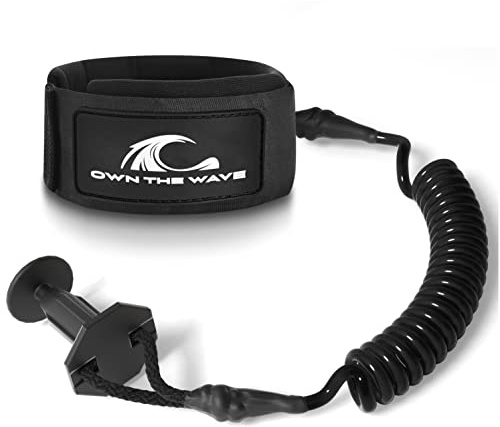 Own the Wave Premium Bodyboard Strap - 1.2m Calf Lead with Triple Webbing and Double Stainless Steel Swivels No Rust - Boogieboard Leash (Ebony Black)