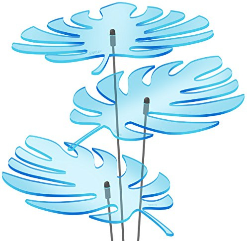 SUNPLAY Sonnenfänger - Palmen-Blatt Set - 3X Blau- Ø 20 cm Durchmesser + Schwingstäbe