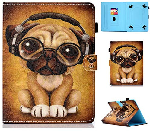 HereMore 9-10.1 Inch Tablet Case, Protective Case Cover for iPad 9.7 2018, Galaxy A6 10.1/Tab E 9.6, ASUS ZenPad 10, Lenovo TB-X103F/Tab 2 A10-70, Huawei MediaPad T3 T5 10/M5 Lite, Dog