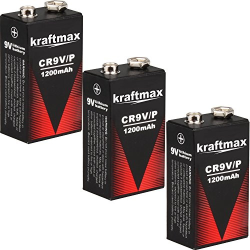 3X Kraftmax 9V Block Lithium Hochleistungs- Longlife Batterien für Rauchmelder/Feuermelder - 10 Jahre Batterie Lebensdauer